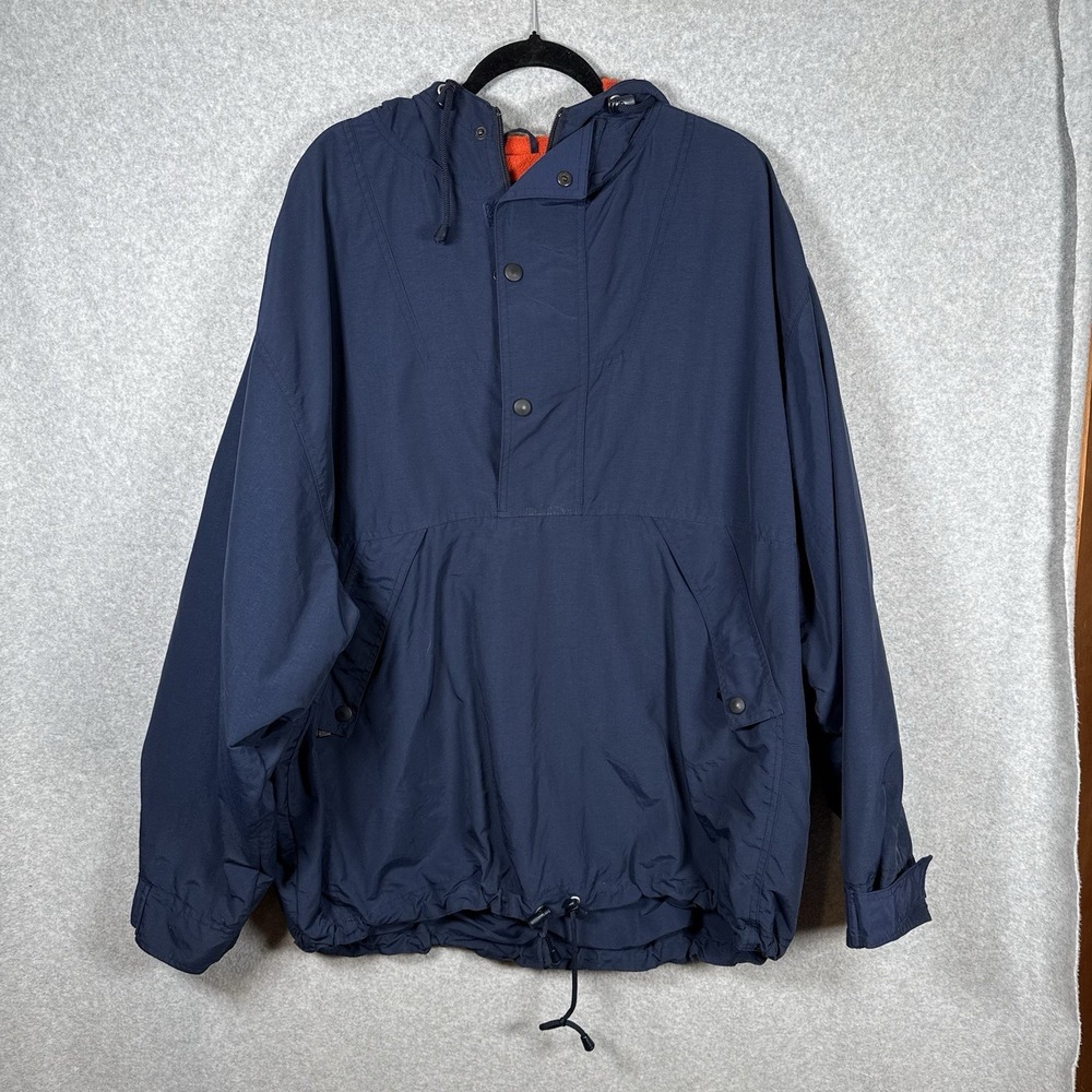 Gap anorak pullover mens XXL fleece lined navy blue nylon snap vintage 90s